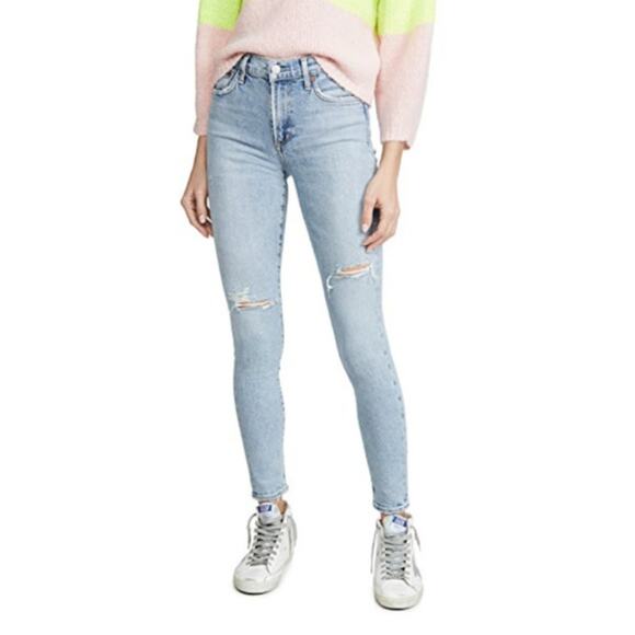 New AGOLDE Sophie Mid Rise Ankle Skinny Distressed Organic Cotton Jeans | 30 - Picture 1 of 9